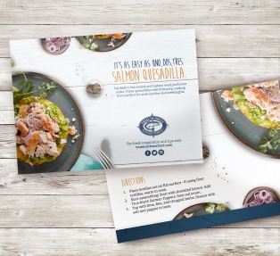 "Salmon Quesadillas Recipe Card". Designed for True North Salmon with Ray Agency. Photoshop CC, Indesign CC. 2017.